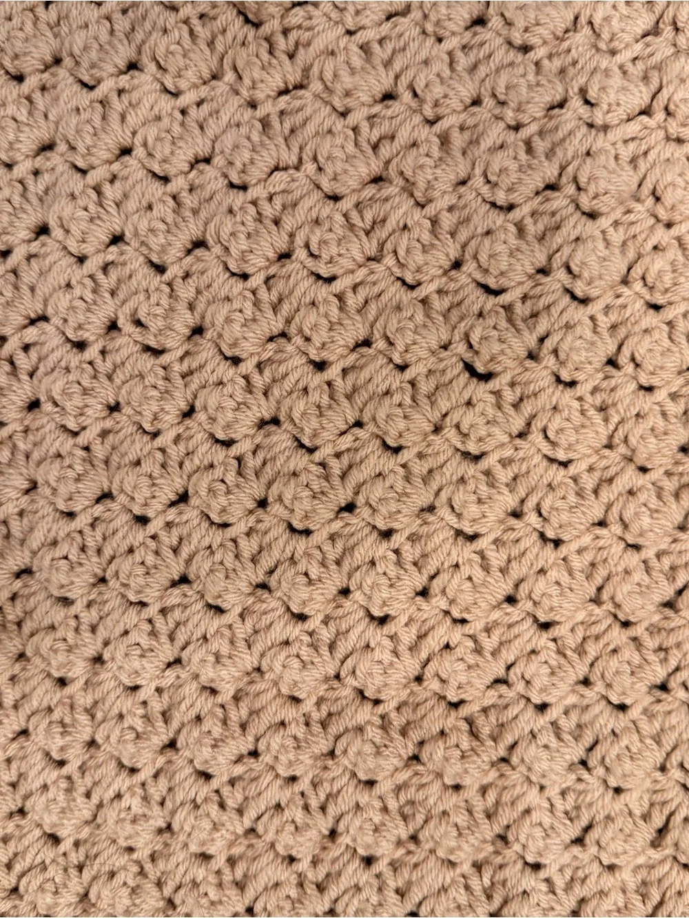 Hand Crocheted Mauve Baby Blanket 29.5” x 24”
